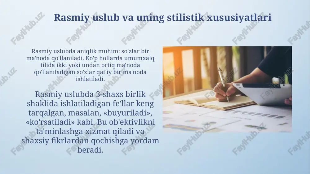 rasmiy uslub va uning stilistik xususiyatlari - Page 3