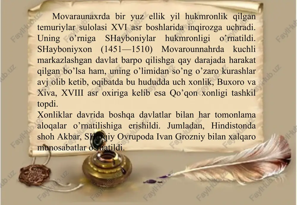 va madrasalarda o’quv qo’llanmalari sifatida keng foydalanilgan. so’fi olloyor «siroj ul-ojizin», «sabot ul-ojizin»> «murod ul-orifin», «najot ul-tolibin» kabi asarlarni yaratgan. «so’fi olloyor» nomi bilan xalq orasida mashhur bulgan «sabot ul-ojizin» asari maktablarda savod chiqarilishi bilan o’qitilar edi. unda islom dinining asosiy aqidalari bayon etilgan. ular insoniy fazilatlar, badiiy hikmatlar tarzida ifodalanadi. kitobda ilgari surilgan masalalar oyatu hadislarga muvofiq yozilgan. asar fors va arab tilini bilmagan oddiy xalq uchun muljallab yozilgan edi. barcha madrasalarda majburiy fan sifatida «qur’on», «tafsir», «odob as-solihin», «maslak ul-muttaqin», «sabot ul-ojizin», «kimyoi saodat», «hadis» o’qitilgan. xix asr sharoitida maktablarning aniq bir ta’lim tizimi haqida gapirish bir oz qiyin. bu davrda asosan maktablarning, ya’ni ta’lim muassasalarining quyidagicha boshlang’ich maktablar tuzilishiga ega ekanini kuzatamiz: maktablar: a) o’g’il bolalar maktablari —o’g’il bolalarga diniy ta’lim-tarbiya beradigan boshlang’ich maktablar; b) otinoyi maktablari — qiz bolalarga islom qoidalarini o’rgatadigan va boshlang’ich ta’lim beradigan maktablar. madrasalar o’g’il bolalarga diniy ta’lim beruvchi oliy ta’lim muassasalari …