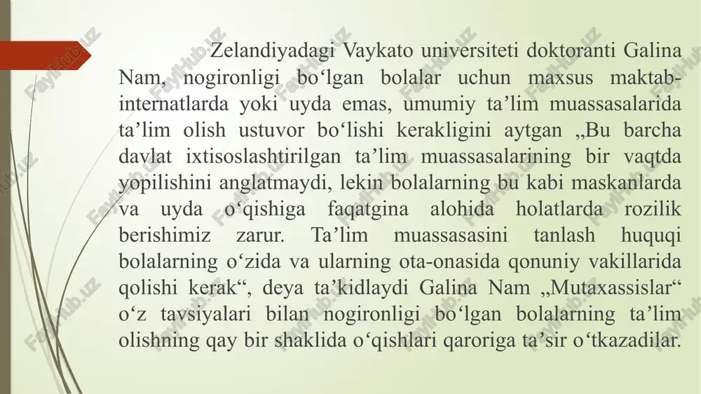i ojiz bolalar maktabning boshlang'ich sinflarida 77,6% da bolalar serebral falajligining asoratlari, psixik rivojlanishning orqada qolishi, aqli zaiflikning yengil darajasi, markaziy nerv sistemasi jarohatlari, ensefalopatiya, nevrozga o'xshash xolatlar, gidrotsefaliya va boshqa birlamchi nuqsonlar: nutq, harakat tayanch a’zolaridagi buzilishlar va boshqalar bilan birgalikda keladi. ko'rlik va zaif ko'rish sabablarining taxlili shuni ko'rsatadiki, 92% zaif ko’ruvchilaming hamda 88% ko'zi ojizlar tug'ma xarakterdagi nuqsonlar bo'lib. ulardan 30% ko’prog'i nasliy shaklga ega. bunda bolalar ko'rligining kelib chiqishi ko'rish a'zolarining anomaliyasini ortish chastotasi aniq kuzatiladi. tug'ma ko‘rish patologiyalari ml.zemsova hamda l.lsoinseva ishlarida 60,9% xolatlarda, a.i.kaplan tadqiqotiarida-75%, l.lkirillova-91,3%, a.v.xvatova — 92% zaif ko'ruvchilar hamda 88% ko'rlarda, i.l.ferfilfayn 84,2% xolatlarda kuzatiladi. tug'ma kasalliklar hamda ko'ruv organining rivojlanish anomaliyasi tashqi va ichki jarohat ta’sir omillari natijasi bo'lishi mumkin. taxminan ulardan 30% nasliy shaklda (tapetoretinal degeneratsiya, miopiya, tug'ma glaukoma, ko'ruv nerviatrofiyasi, retrolentalnaya fibroplaziya). l.lkirillovaning tadqiqotlarida ko'rsatilishicha, albinizm turidagi moddalar almashinuvi tug'ma nuqsonlarida kuzatiladi: tug'ma kasalliklar ko‘z gavharini rivojlanishida nuqsonlarga …