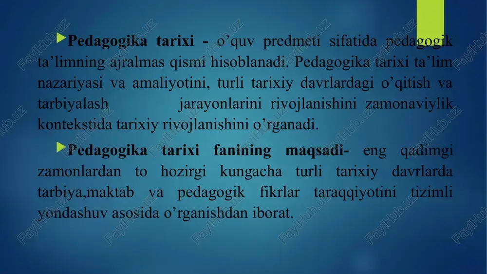 oglik madaniyatining ortishiga imkon berdi. «avesto» quyidagi qismlardan iborat: «vendedat». u 22 bobdan iborat bo’lib, asosan, axuramazda bilan zardushtraning savol-javoblari shaklida yozilgan. bu bob yomon ruhlar – devlarni yengish voqealari, gunohlardan pok bo’lish qoidalari va mifologik unsurlarni o’z ichiga oladi. «visperad” 24 bobdan iborat. butun borliq ollohniki. ibodat yo’sinlaridan iborat. «yasna» 72 bobdan iborat bo’lib, diniy ibodatlar paytida, qurbonlik marosimida aytiladigan qo’shiqlar, xudolar madhi va boshqalardan iborat. «yashtlar». u zardushtiylik mahbudalarini madh etuvchi 22 qo’shiqni o’z ichiga oladi. kichik avesto quyosh, oy, ardvisura, olov va boshqa xudo hamda mahbudlar sharafiga yig’ilgan kichik ibodat matnlaridan iborat. eng qadimgi turkiy tilda yaratilgan va turk-runiy yozuvida bitilgan o‘rxun-enisey bitiklari vi-viii asrlarda yozib qoldirilgan bo‘lib, ular ta’lim-tarbiyaga oid qimmatli ma’lumotlar beradi. toshga o‘yib yozilgan o‘rxun-enisey yodgorliklari dastlab enisey havzasida, so‘ngra mo‘g‘ilistonning o‘rxun daryosi bo‘yidan topilib, daniyalik olim vilgelm tomson 1893 yilda bu yozuvlarni birinchi bo‘lib o‘qigan. o‘zbekistonda esa oybek, o. sharofuddinov, n. mallaev, a. …