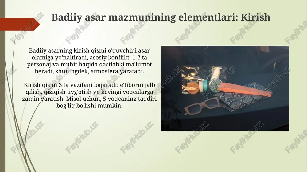a'siri 70% gacha bo‘lishi mumkin. idrok jarayoni individual xususiyatlarga ega, 3 xil qabul qilish darajasi mavjud: hissiy, mantiqiy va baholash, har biri 33% dan ta'sir etadi. xulosa xulosa asarning 1-darajali qismi bo'lib, unda voqealarning asosiy natijalari va qahramonlar taqdirining 2-masalasi aks etadi. bu 3-muhim element. xulosa 4-darajali ta'sirga ega bo'lib, kitobxonning fikrida 5-taassurot qoldiradi va asarning 6-g'oyaviy yo'nalishini aniqlaydi. e'tiboringiz uchun rahmat image2.jpg image3.jpg image4.jpg image5.jpg image6.jpg image7.jpg image8.jpg image9.jpg image10.jpg image11.jpg image12.jpg image13.jpg