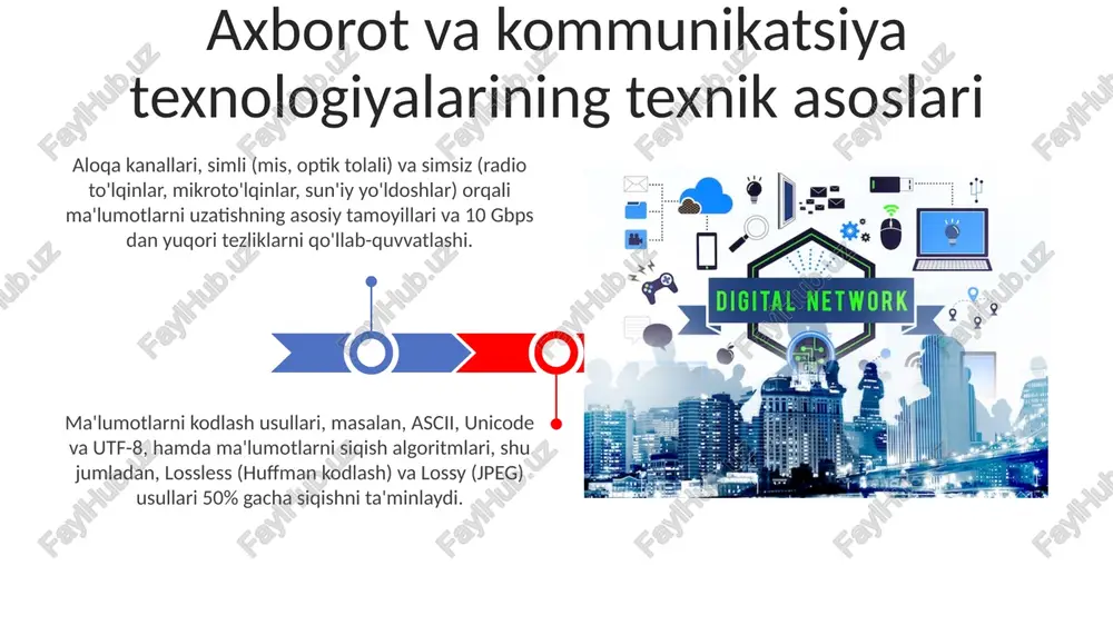 naltirilgan. agile metodologiyasi iterativ yondashuvni qo'llaydi, 2-4 haftalik sprintlarda ishlab chiqish, moslashuvchanlikni oshiradi va tezkor fikr-mulohazalarni ta'minlaydi. bulutli hisoblash bulutli hisoblash 3 ta asosiy xizmat modeliga ega: iaas (infratuzilma xizmat sifatida), paas (platforma xizmat sifatida) va saas (dasturiy ta'minot xizmat sifatida), har biri turli darajadagi boshqaruvni ta'minlaydi. virtualizatsiya bulutli hisoblashning asosi hisoblanadi; u jismoniy resurslarni bir nechta virtual mashinalarga (vm) ajratish imkonini beradi, bu esa server utilizatsiyasini 70-80% gacha oshiradi. sun'iy intellekt asoslari sun'iy intellekt tizimlarida mashinaviy o'rganishning asosiy algoritmlari, masalan, 70% aniqlik beruvchi regressiya va klassifikatsiya usullari keng qo'llaniladi. neuron tarmoqlari, ayniqsa chuqur o'rganish arxitekturalari, tasvirlarni aniqlashda 95% dan yuqori natijalarga erishish uchun sun'iy intellektning muhim qismidir. kiberxavfsizlik intrusion detection systems (ids) va intrusion prevention systems (ips) tarmoq trafigini kuzatadi, 100 dan ortiq turli xil hujum turlarini aniqlaydi va bloklaydi. kiberxavfsizlik, shifrlash algoritmlari (aes-256) va xeshlash funksiyalari (sha-3) orqali ma'lumotlarni himoya qiladi, bu ma'lumotlar buzilishini oldini oladi va autentifikatsiyani …