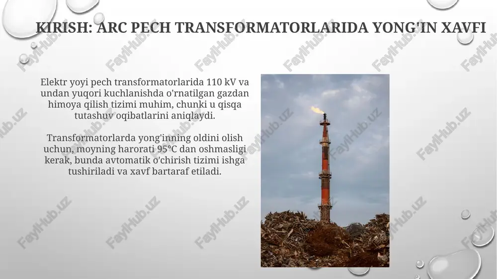 harorat o'sishini bir necha millisekund ichida aniqlashga mo'ljallangan. operatorlarni o'qitish va xavfsizlik protokollari operatorlar 100 kva va undan yuqori quvvatga ega transformatorlarda favqulodda vaziyatlarni hal qilish bo'yicha har yili o'qitilishi kerak, bu reja nazariy va amaliy mashg'ulotlarni o'z ichiga oladi. xavfsizlik protokollari 400 vdan yuqori kuchlanishli transformator yonida ishlayotganda shaxsiy himoya vositalaridan (ppe), jumladan, olovga chidamli kiyim va izolyatsiya qilingan qo'lqoplardan foydalanishni talab qiladi. favqulodda vaziyatlarga javob berish rejalari favqulodda vaziyatlarga javob berish rejalari 72 soat ichida xodimlarni evakuatsiya qilish, shuningdek, 90% asosiy uskunalarni saqlash uchun mo'ljallangan kompleks protokollarni o'z ichiga oladi. rejalarda o't o'chirish brigadalari bilan aloqa o'rnatish uchun aniq ko'rsatmalar mavjud, shu jumladan 5 daqiqa ichida favqulodda aloqa protokollari va 9 ta asosiy xabar kanallari. xulosa: yong'inning oldini olish bo'yicha eng yaxshi amaliyotlar transformator moyining gaz analizini muntazam ravishda olib borish, erigan gazlar (masalan, vodorod, atsetilen) konsentratsiyasining ortishini aniqlash orqali muammolarni erta aniqlashda muhim rol oʻynaydi. diffuzor, izolyatsiya …