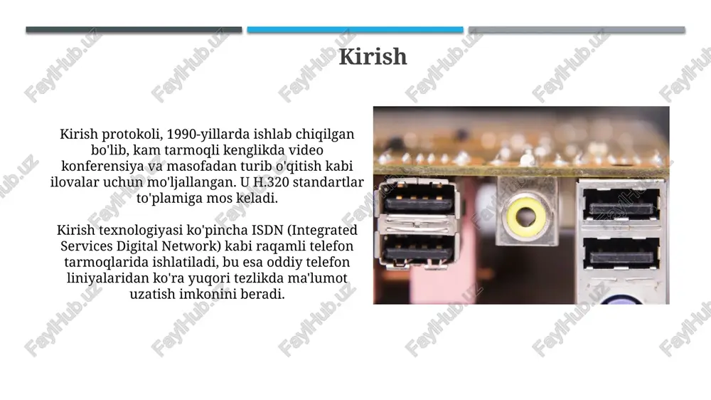 eshlash muddatini belgilaydi, bu esa dns trafigi optimallashtirishda muhim ahamiyatga ega. dnssec (dns security extensions) dns yozuvlarini kriptografik imzolar orqali himoya qiladi, 4 ta asosiy resurs yozuvi (rrsig, dnskey, ds, nsec) bilan soxtalashtirish va buzilishning oldini oladi. protokol xavfsizligi protokol xavfsizligi kriptografik protokollardan foydalanadi. masalan, tls 1.3 versiyasi ma'lumotlar shifrlanishini ta'minlaydi va man in the middle (mitm) hujumlariga qarshi himoya qiladi. ipsec protokoli internet protocol security degan ma'noni anglatadi va virtual xususiy tarmoqlarni (vpn) yaratish uchun ishlatiladi. u ma'lumotlar yaxlitligini (sha-256) va maxfiyligini (aes-256) ta'minlaydi. xulosa xulosa shuni ko'rsatadiki, tcp/ip modeli 4 qatlamga ega bo'lib, ma'lumotlarni uzatishni tashkil qiladi va 802.11 kabi standartlar simsiz ulanish uchun 5 ghz diapazonini belgilaydi. protokollar, masalan, http 1.1 veb-brauzerlar va serverlar o'rtasidagi aloqani boshqaradi, va ipv6 ning 128-bitli manzillari 2^128 ta noyob qurilmalarni qo'llab-quvvatlashga imkon beradi. e'tiboringiz uchun rahmat image2.jpg image3.jpg image4.jpg image5.jpg image6.jpg image7.jpg image8.jpg image9.jpg image10.jpg image11.jpg image12.jpg image13.jpg
