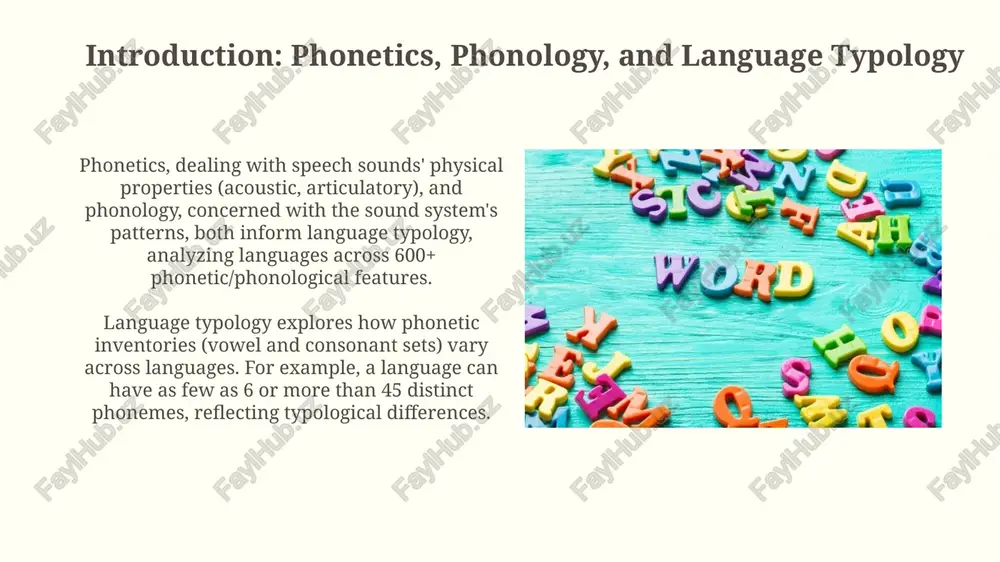 ic analysis languages use intonation for different functions; english uses pitch changes to signal grammatical structure, while languages like japanese use pitch accent distinctions lexically, creating about 20 phonemes. prosody includes features like duration; some languages, for example, finnish, have phonemic vowel length, where a vowel twice as long creates different meanings (approximately 100 words longer). conclusion: implications for language learning and linguistic theory understanding the **6-level phonetic** differences improves **l2** acquisition. native language interference in **phoneme production (around 40 phonemes)** becomes predictable, easing targeted interventions. contrastive analysis of **phonological rules (like flapping in american english)**, facilitates awareness. this helps **10-15%** of learners overcome pronunciation barriers and improve overall communication. thank you for your attention image3.png image4.jpg image5.jpg image6.jpg image7.jpg image8.jpg image9.jpg image10.jpg image11.jpg image12.jpg
