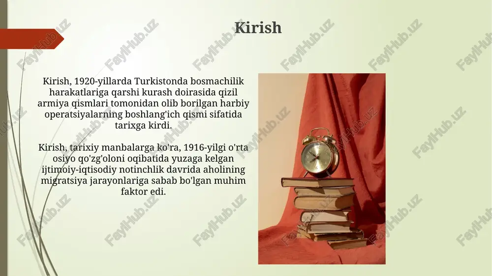 tisodiy o'sish sur'ati sezilarli darajada ortadi. ijtimoiy tuzilmalarning murakkablashuvi, masalan, oddiy qabilaviy jamiyatdan 10000 dan ortiq aholiga ega bo'lgan davlatlar paydo bo'lishi, sivilizatsion o'sishning asosiy ko'rsatkichidir. tarixiy vaqtni davrlashtirish usullari arxeologik davrlashtirishda tosh davri (paleolit, mezolit, neolit) kabi davrlar moddiy madaniyat qoldiqlariga asoslanadi, bu esa taxminan 2.5 million yil avvaldan boshlanadi. sivilizatsion davrlashtirish sivilizatsiyalarning yuksalishi va qulashiga e'tibor qaratadi, masalan, misr, yunoniston, rim kabi, ularning har birining o'ziga xos gullab-yashnash davrlari bor. xulosa xulosa, o'rganilgan materiallar asosida shakllantirilgan asosiy fikrlarni jamlaydi, tadqiqotning 360 graduslik yakuniy bahosini beradi va kelgusi tadqiqotlar uchun yo'nalishlarni ko'rsatadi. xulosada 10 yillik tendensiyalar tahlili va 5 ta asosiy gipotezaning tasdiqlanishi yoki rad etilishi 20-asr tarixiy jarayonlarining tushunilishini chuqurlashtiradi. e'tiboringiz uchun rahmat image2.jpg image3.jpg image4.jpg image5.jpg image6.jpg image7.jpg image8.jpg image9.jpg image10.jpg image11.jpg image12.jpg image13.jpg