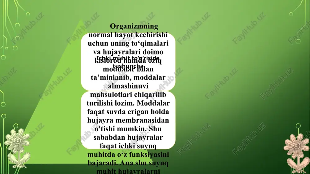 na shu yo‘l bilan qon organizmni yuqumli kasalliklardan himoya qiladi. yallig’lanish: 1- teriga kirib qolgan zirapcha, 2 - qon tomiri, 3 - leykotsitlar, 4 - yiring qonning fiziologik xossalari qonning solishtirma og’irligi qonning yopishqoqligi qonning osmotik bosimi qonning solishtirma og’irligi qonning solishtirma og’irligi 1.050-1.060 qon plazmasiniki 1.025-1,034 qonning shaklli elementlariniki 1.090 qonning yopishqoqligi qonning yopishqoqligi suvnikidan 5 marta ko‘p. qon yopishqoqligining yuqori bo‘lishi uning tarkibidagi oqsillar, shaklli elementlar, xususan, eritrotsitlar bilan bog‘liq. odam organizmi ko‘p suv yo'qotganida qon plazmasi kamayib, qonning shaklli elementlarining nisbati ortadi, ya’ni qon quyuqlashib, uning yopishqoqligi ortadi. qonning osmotik bosimi qonning osmotik bosimi 7,6-8,1 atm.ga teng. qon osmotik bosimining doimiyligi uning plazmasida erigan mineral tuzlar va ionlar bilan bog‘liq. tuz va ionlar qonda va hujayralardagi suyuqlik hajmi, binobarin osmotik bosimning doimiy bo‘lishini ta’minlaydi. ko‘p qon ketishi organizmni halokatga olib keladi. yo‘qotilgan qonning o‘rnini to‘ldirish uchun osmotik bosimi qon plazmasi bosimiga teng bo‘lgan izotonik eritma (0,9 % …