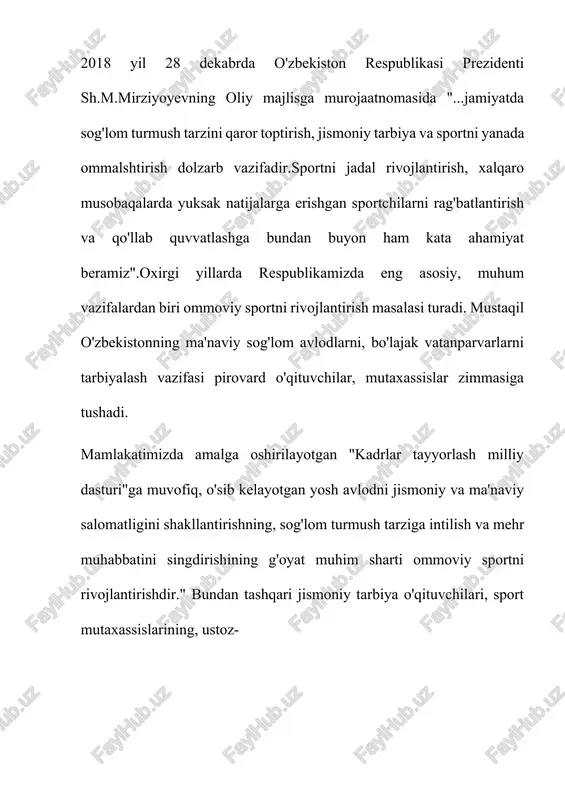 gik va ijtimoiy toifadagi fan bo'lib, ham jismonan, ham ruxan sog'lom bo'lgan millat namoyondasini tarbiyalash va takomillashtirish borasidagi zarur omillarni va uslublarni o'rganib, ularni turmushga tadbiq etish kabi vazifalarni o'z zimmasiga oladi. sog'lomlashtirishning asl maqsadi mauyyan shaxsning salomatligini nazorat qilish va ta'minlash orqali oilaning, jamiyatning, millatning va davlatning mustaxkam bo'lishiga asos yaratishdir. salomatlik insonning eng katta boyligidir. shubhasiz, salomatlik insonning biologik va ijtimoiy funksiyalarini amalga oshirishning asosiy shartidir. bu insonning o'zini o'zi anglashining asosidir. ayni paytda, zamonaviy jamiyatda jismoniy tarbiya, shu jumladan yangi va rivojlanayotgan asbob-uskunalar va texnik vositalar yordamida sog'liqni saqlashni mustahkamlash zaruriyati tobora ortmoqda. bu, birinchi navbatda, salomatlik muammolarini samarali hal etish uchun mo'ljallangan maxsus tashkil etilgan faoliyatni talab qiladi. jismoniy tarbiya va sportda sog'lomlashtirish texnologiyalarning asosiy maqsadlaridan biri har bir inson organizmidagi o'z ichki imkoniyatlarini mustaxkamlashga intilishi kerakligiga da'vat etish va har bir shaxs o'zi va boshqalar uchun "sog'lom turmush "tarzini yaratishligi hamda sog'lom avlod orzusida yashashlik …