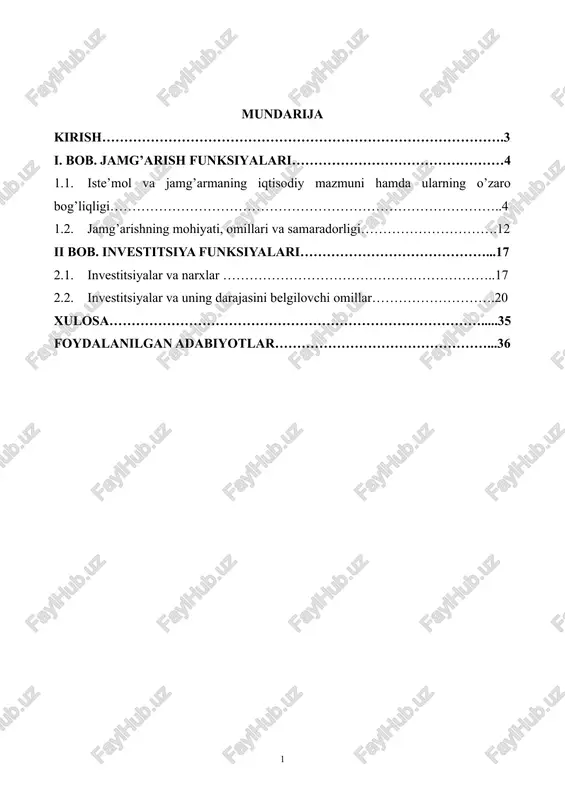gusidagi iste’mol uchun jamg’arib qo’yilgan. kelgusida iste’mol hajmini oshirish imkoniyati joriy davrdagi jamg’armaga ham bog’liq bo’ladi. jamg’arma – bu aholi, korxona (firma) va davlat joriy daromadlarining kelajakdagi ehtiyojlarini qondirish va daromad olish maqsadlarida to’planib borishi. uning hajmi barcha xo’jaliklar daromadidan iste’mol sarflarini ayirib tashlash yo’li bilan aniqlanadi. daromad tarkibida iste’mol sarflari ulushi qanchalik yuqori bo’lsa, jamg’arma hajmi shunchalik kam bo’ladi. jamg’armaning o’sishi esa iqtisodiy ma’noda mablag’larning iste’mol buyumlari xarid qilishdan investitsion tovarlar xarid qilishga yo’naltirilishini bildiradi. shunga ko’ra, jamg’arma – bu muddat jihatidan kechiktirilgan iste’molni anglatadi. shu bilan birga joriy davrda amalga oshirilgan jamg’arma joriy iste’molning chegirilgan qismidir, chunki jamg’arma aholi va korxonalar ixtiyoridagi daromadning iste’molga sarflanmagan qismi hisoblanadi: , bu yerda: y – barcha xo’jaliklar ixtiyoridagi daromad; c – iste’mol miqdori; s – jamg’arma miqdori. shu sababli daromad tarkibidagi iste’mol sarflari va jamg’arma nisbatining o’zgarishi bir qator, ba’zan qarama-qarshi oqibatlarga olib kelishi mumkin. birinchidan, daromadlarning qandaydir qismini jamg’armaga qo’yish …