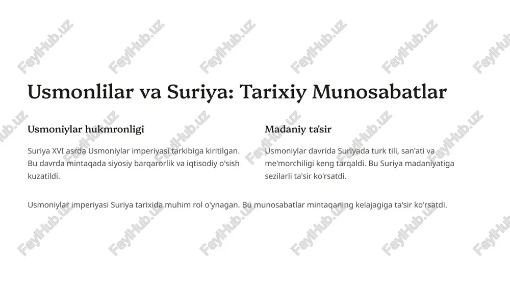 lqi birlashishi va harakat qilishi kerak. usmoniylar davri suriya tarixining muhim qismi edi. zamonaviy suriya usmoniylar merosidan saboq olib, kelajakka intilishi kerak. 9 image1.png image2.png image3.png image4.png image5.png image6.png image7.png image8.png image9.png image10.png image11.png image12.png image13.png image14.png image15.png image16.png