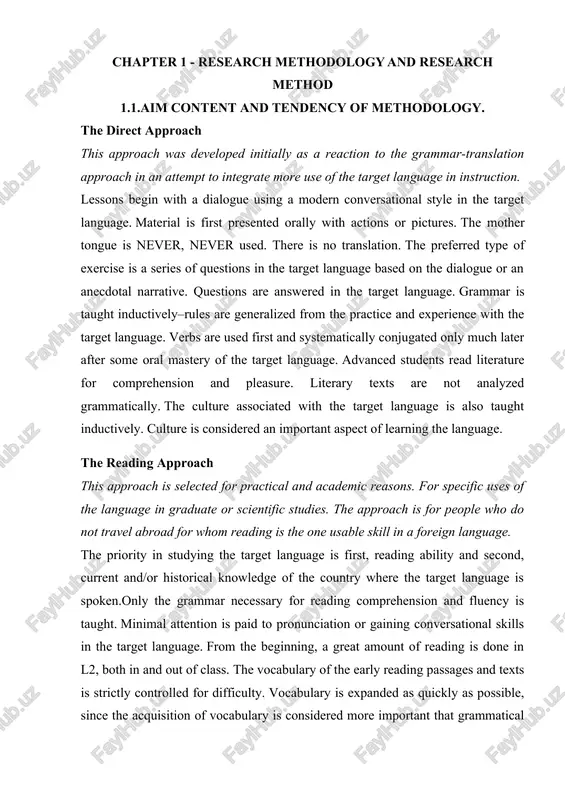 versational skills in the target language. from the beginning, a great amount of reading is done in l2, both in and out of class. the vocabulary of the early reading passages and texts is strictly controlled for difficulty. vocabulary is expanded as quickly as possible, since the acquisition of vocabulary is considered more important that grammatical skill.translation reappears in this approach as a respectable classroom procedure related to comprehension of the written text. the audiolingual method this method is based on the principles of behavior psychology. it adapted many of the principles and procedures of the direct method, in part as a reaction to the lack of speaking skills of the reading approach. new material is presented in the form of a dialogue. based on the principle that language learning is habit formation, the method fosters dependence on mimicry, memorization of set phrases and over-learning. structures are sequenced and taught …