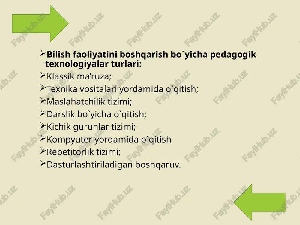 yatlari bo`yicha ; bolaga yondashuv bo`yicha; ta'lim oluvchilar toifalari bo`yicha. innovatsiya (inglizcha innovation) - yangilik kiritish, yangilikdir. a.i. prigojin innovatsiya deganda muayyan ijtimoiy birlikka - tashkilot, aholi,jamiyat, guruhga yangi, nisbatan turg‘un unsurlarni kiritib boruvchi maqsadga muvofiq o‘zgarishlarni tushunadi. bu innovator faoliyatidir. pedagogik innovatsiya deb o‘quv tarbiya jarayonini va uning natijalarini yaxshilashga xizmat qiluvchi yangiliklar tizimiga aytiladi.pedagogik innovatsiyalar tashabbuslar va yangiliklar asosida tug‘ilib, ta‘lim mazmunining rivoji uchun istiqbolli bo‘ladi, shuningdek ta‘lim tizimining rivojiga ham ijobiy ta‘sir ko‘rsatadi. innovatsiya ingilizcha so‟zdan olingan bo‟lib yangilik kiritish degan ma‟noni anglatadi. innovatsiya – tizimning ichki tuzilishini o‟zgartirish demakdir. innovatsion jarayonlar ham stixiyali, shuningdek, ongli boshqarilishi mumkin. yangilik kiritish – bu eng avvalo, tabiiy va sun‘iy o‘zgarishlar jarayonini boshqarish funktsiyasi. shuning uchun ta‘limdagi innovatsion jarayon – bu ta‘limdagi o‘zgarishlarni boshqarish jarayoni demakdir. innovatsiya jarayoni bosqichlari 1. yangi g‘oya tuzilishi yoki yangilik kontseptsiyasini paydo bo‘lish bosqichlari. 2. ixtiro qilish, ya‘ni yangilik yaratish bosqichi. 3. yaratilgan yangilikni amaliy …