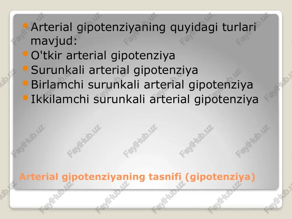 o'proq, nitrogliserinni qabul qilgandan keyin og'riq yo'qolmaydi. teri juda oqarib ketadi, sovuq yopishqoq ter paydo bo'ladi. hushidan ketish holati. yurak ritmining buzilishi, nafas qisilishi bilan nafas olish yoki qorin og'rig'i shaklida (ba'zan). tana haroratining ozgina ko'tarilishi (ba'zi hollarda). sabablari koronar ateroskleroz arteriyalar ateroskleroz fonida yoki bo'lmasdan koronar tomirlarning spazmlari koronar arteriya trombozi uchun omillar, miyokard infarktining paydo bo'lishiga hissa qo'shadiganlar quyidagilarni o'z ichiga oladi: - irsiyat; yuqori xolesterin tamakini suiiste'mol qilish semirib ketish; yuqori qon bosimi (arterial gipertenziya); qandli diabet muntazam jismoniy faoliyatning etishmasligi, harakatsiz turmush tarzi; yog'li ovqatlarni ortiqcha iste'mol qilish; tez-tez psixo-emotsional stresslar; xarakterning ba'zi xususiyatlari (sabrsizlik, tajovuzkorlik, raqibga chanqoqlik); erkak jinsi (erkaklar ayollarga qaraganda tez-tez kasal bo'lishadi); keksa yosh (kasallik xavfi yoshga qarab ortadi, ayniqsa 40 yoshdan keyin). asoratlar va oqibatlar erta asoratlar: aritmiyalar o'tkir yurak etishmovchiligi perikardit anevrizma yurak xuruji joyida yurak devorining yorilishi. miyokard infarktining kech asoratlari: infarktdan keyingi sindrom (infarktdan bir, ikki yoki bir …