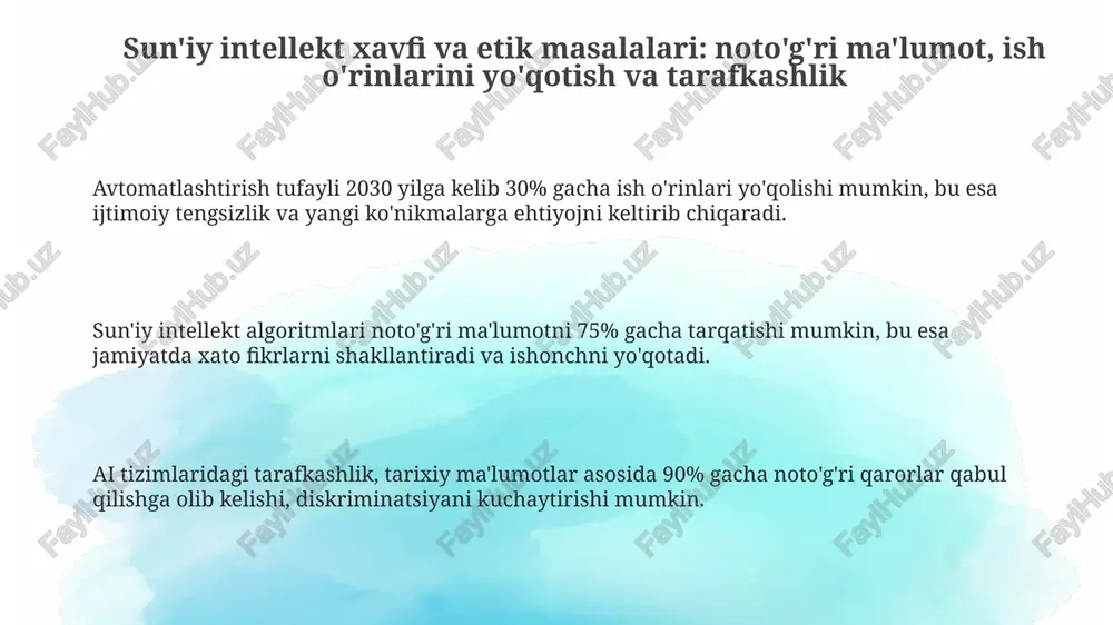 ar 2040-yilga borib umumiy aining paydo bo'lish ehtimolini baholashga qaratilgan bo'lib, xavfsizlik protokollari va axloqiy me'yorlarni ishlab chiqishga urg'u berilmoqda. xalqaro hamkorlik global ai standartlarini belgilash, ma'lumotlar almashish va ai texnologiyalaridan noto'g'ri foydalanishning oldini olish uchun 190 dan ortiq davlatni birlashtirishga intiladi. e'tiboringiz uchun rahmat @yusrotourbot image1.png