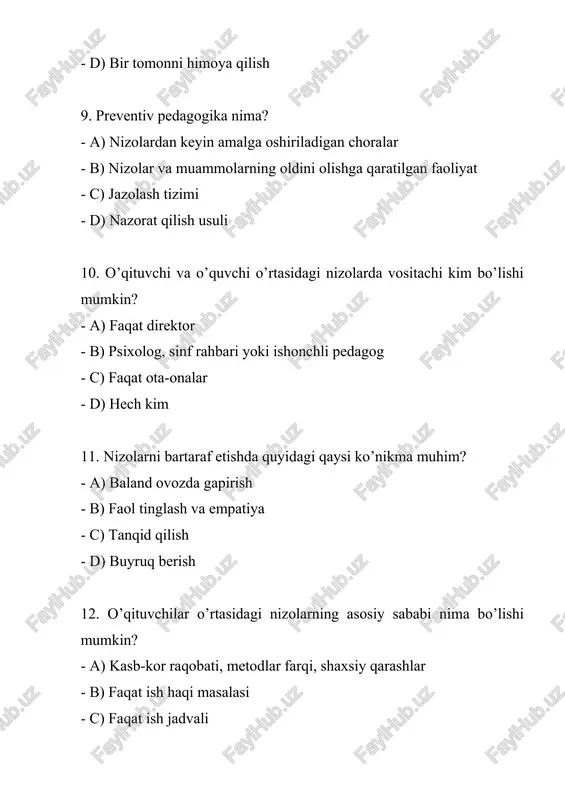 pedagogik nizolar va ularni oldini olish – test - Page 3