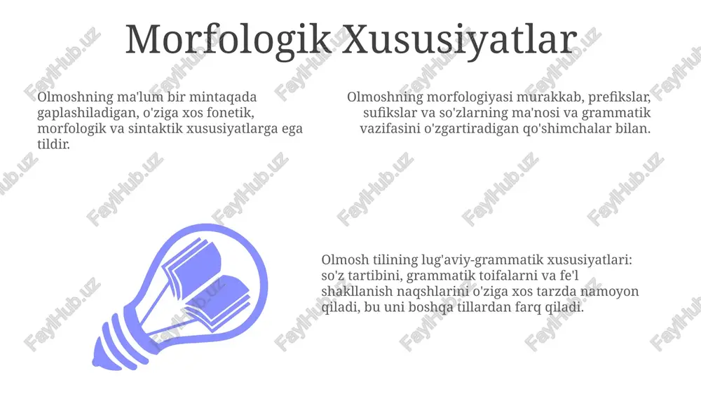 tibi ko'pincha ta'kidlash uchun ishlatiladi, shoshilinchlik yoki ahamiyat tuyg'usini yaratadi. tarixiy kontekst. add text add text add text add text add text add text olmoshning, fe'lga "-shning" qo'shimchasini qo'shish orqali yangi fe'l hosil qilish jarayoni bo'lib, u "qilish harakati" yoki "bo'lish holati" degan ma'noni anglatadi. olmosh 19-asrning oxirlarida til hodisasi sifatida paydo bo'ldi. olmoshning "-shning" qo'shimchasi bilan fe'llarga qo'shilishi natijasida yangi va o'ziga xos ma'noga ega fe'llar hosil bo'ladi. fonologik xususiyatlar 01 02 03 olmosh tili uchta ohangli tonli til bo'lib, unda unli uyg'unligi mavjud va murakkab undosh tovush tizimi mavjud. leksik-grammatik xususiyatlari: til sov so'z tartibiga, agglutinativ morfologiyaga va murakkab ot sinflariga ega. olmoshning - bu tilshunoslik tadqiqotlari yoki badiiy adabiyot uchun yaratilgan, ehtimol xayoliy til. sales 1st qtr 2nd qtr 100 0 sales 1st qtr 2nd qtr 100 0 sales 1st qtr 2nd qtr 100 0 madaniy ta'sirlar olmosh, o'zbek an'analarida chuqur ildiz otgan, jamoatchilik va mehmondo'stlik tuyg'usini …