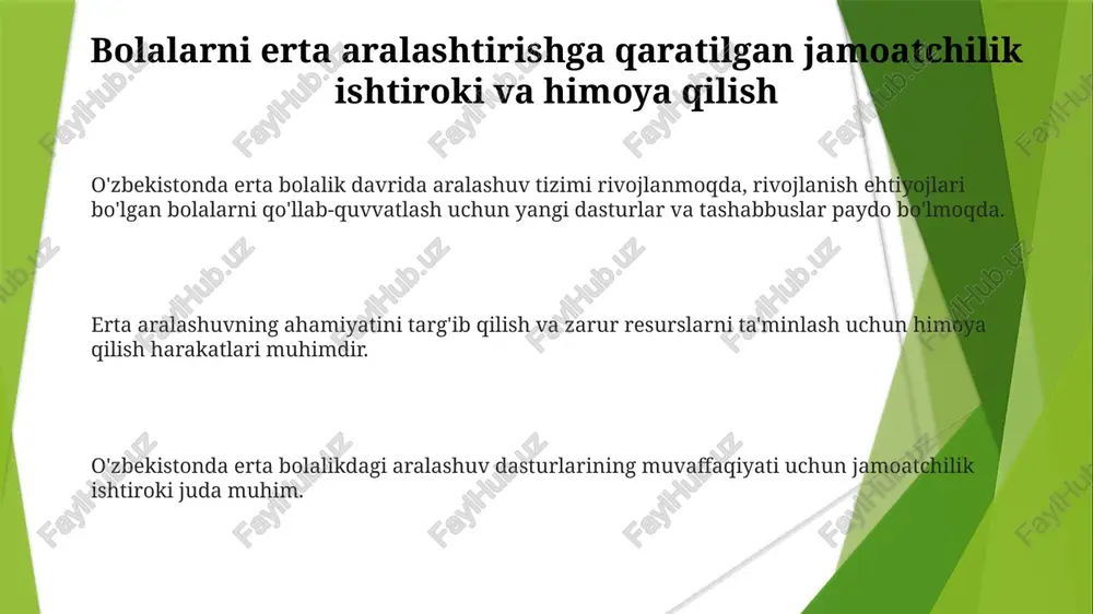 ikdagi aralashuv xizmatlarini yaxshilash va ularga kirish imkonini kengaytirish bo'yicha izchil ish olib borilmoqda. moliyalashtirish asosan hukumat tomonidan amalga oshiriladi, ngo va xususiy tashkilotlarning qo'llab-quvvatlashi ham mavjud. resurslar turli dasturlarga, jumladan, erta bolalik ta'limi, sog'liqni saqlash va ijtimoiy xizmatlarga ajratiladi. e'tiboringiz uchun rahmat @taqdimot_robot