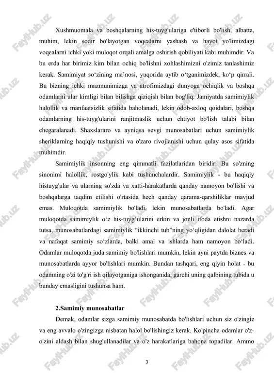 odamlar o'z-o'zini aldash bilan shug'ullanadilar va o'z harakatlariga bahona topadilar. ammo agar boshqalar sizning so'zlaringiz yoki harakatlaringizda yolg'on his qilsalar, o'zingizga samimiy munosabatda bo'lishingiz kerak emas. malumki, boladagi nutq va muloqot uning yosh jihatiga ham bogliq. shuni e'tiborga olgan holda mulohazamizni ham 6-7 yoshdagi bolalar muloqotiga yondoshsak tahlillarimiz yanada oydinlashadi. malumot o'rnida "ilm yo'li" variativ dasturida bolaning 6-7 yoshida fiziologik rivojlanishi o'ziga xosligiga organizmning tayanch-harakat va yurak-qon-tomir tizimlarining intensiv rivojlanishi hamda takomillashishi, mayda mushaklarning rivojlanishi, markaziy asab tizimidagi ayrim bo'linmalarning rivojlanishi va differensirovkalanishi ro'y berishi, bolaning vazni oyiga taxminan 200 gr atrofida, bo'yi o'sishi esa 0,5 sm ga ortib boradi, tana proporsiyalari o'zgara borishi, 7 yoshli bolalarning bo'yi o'rtacha 113-122 sm ga, o'rtacha vazni esa 21-25 kg ga teng bo'lishi hamda miya sohalari deyarli katta yoshli kishilarnikidek shakllanganligi, harakat sohalari yaxshi rivojlangan. suyaklar mustahkamlanishi davom etadi, lekin umurtqa egilishlari hali barqaror emasligi, yirik va ayniqsa, mayda motorikanin rivojlanishi davom etishi …