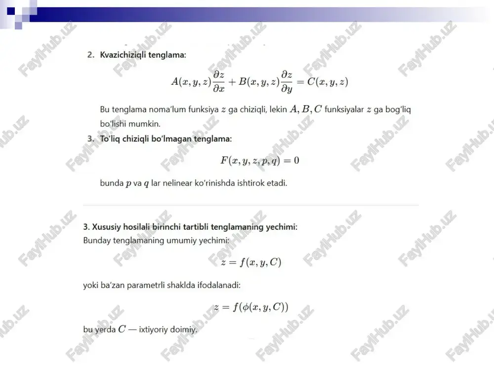 xususiy hosilali birinchi tartibli differinsial tenglamalar - Page 3