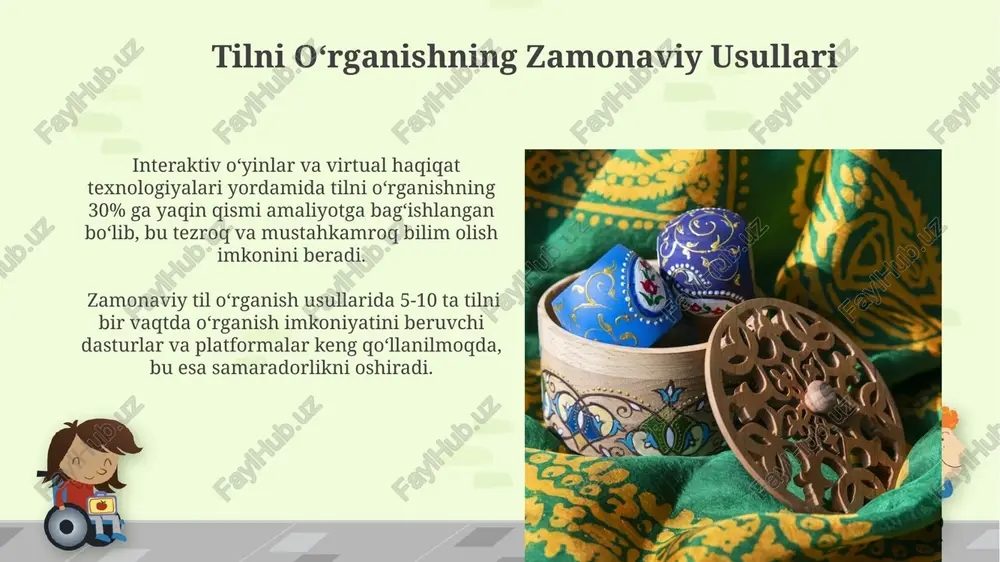 tsiya sharoitida oʻrni internet va ijtimoiy tarmoqlarning rivojlanishi oʻzbek tilining global tarqalishida muhim rol oʻynamoqda, 100 milliondan ortiq foydalanuvchiga ega onlayn platformalarda faol ishlatiladi. oʻzbek tili uchun 20 dan ortiq lugʻat va grammatika qoʻllanmalari yaratilgan boʻlib, bu uning oʻrganilishini osonlashtiradi va global akademik muhitda mavqeini ko'taradi. tilning tarixiy rivojlanishi 15-asrda shakllangan oʻzbek adabiy tili, hozirgi zamon adabiy tilining shakllanishiga asos boʻlib xizmat qilgan va oʻzbek tilining dialektal xususiyatlarini birlashtirgan. oʻzbek tili tarixida 10-13-asrlarda turkiy tillar guruhiga mansub boʻlgan qipchoq shevalarining taʼsiri sezilarli boʻlib, leksik va fonetik oʻzgarishlarga olib kelgan. soʻz boyligi va lugʻat ta’rifi oʻzbek tilida 500 000 dan ortiq soʻz mavjudligi taxmin qilinadi, biroq faol lugʻat fondi ancha kamroq boʻlib, kundalik muloqotda 20 000-30 000 soʻz ishlatiladi. sheva xususiyatlariga koʻra, soʻz boyligi va lugʻat ta’riflari mintaqaviy farqlarga ega, masalan, xorazm shevasida ishlatiladigan ba’zi soʻzlar boshqa hududlarda noma’lum boʻlishi mumkin. muloqot uslublari oʻzbek muloqot madaniyatida, suhbatdoshning yosh va ijtimoiy mavqei …