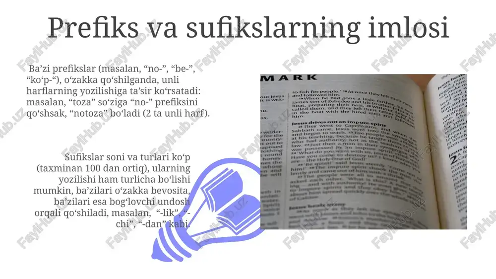 f sifatida yozilgan bo'lsa-da. ba'zi qo'sh harflar, xususan, "qo'sh undosh" tovushlar guruhiga kiruvchi birikmalar, so'z boshida, o'rtada va oxirida qo'llanishi mumkin, jumladan 2 ta undosh harfning birlashuvi. lotin alifbosi asoslari lotin alifbosida diftonglar (ikki unli tovushning birlashmasi) ham mavjud boʻlib, ular odatda ikki harf yordamida yoziladi. masalan, "ay", "ey", "oy" diftonglarini koʻrsatish mumkin. lotin alifbosida 30 ta harf mavjud boʻlib, ularning 21 tasi undosh, 9 tasi unli tovushlarni ifodalaydi. undosh tovushlarning bir qismi ikki xil yozuv shaklida (masalan, "g" va "ǵ") qoʻllaniladi. tirqish belgilarining qo'llanilishi 01 02 ravish va sifatlarning qisqartmalarida appostrof (’) belgisi qo‘llaniladi. masalan, “o‘qishga tayyor” so‘zini qisqartirganda “o‘qishga t.’ deb yoziladi. sales 1st qtr 2nd qtr 100 0 sales 1st qtr 2nd qtr 100 0 so'zlarning imlosi so'zlarning imlosiga oid qoidalar, so'zlarning tuzilishiga, unli va undoshlarning birikishiga, qo'shimchalarning qo'shilishiga bog'liqdir. masalan, -lar, -lar, -dir qo'shimchalari so'z oxiriga qo'shilganda imlo qoidalari hisobga olinadi. o'zbek tilida murakkab so'zlarning imlosi, …