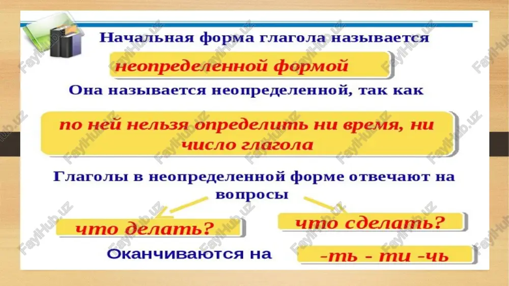 fessor, i mi staralis zapisat ee. uprajnenie 6. obrazuyte ot glagolov nesovershennogo vida glagoli sovershennogo vida. primenyat, izmenyat, s'edat, poluchat, doveryat, propuskat, otvlekat. uprajnenie 7. obrazuyte ot glagolov sovershennogo vida glagoli nesovershennogo vida. provodit, prostit, tolknut, primchatsya, ob'edinit, soorudit, ukrepit, polojit. uprajnenie 8. vipishite otdelno glagoli nesovershennogo i sovershennogo vida. vesti, zaglyadetsya, kliknut, navredit, nyuxat, obmanut, obmanivat, obradovatsya, oglyadivatsya, pech, pojat, pojinat, prosmotret, radovatsya, svistet, sjat, soskuchitsya, soschitat, schitat, xlinut, chavkat. uprajnenie 9. upotrebite glagol nujnogo vida. polzuytes tablitsey znacheniy glagolov sovershennogo i nesovershennogo vida. reshat - reshit. chto ti delal vchera vecherom? ya ... zadachu. zadacha bila trudnaya, i ya ... ee dolgo. prepodavatel skazal, chto ya ... zadachu pravilno. chitat – prochitat. chital li ti navoi? ya ... odnu ego knigu nedavno, no eshe ne mogu skazat svoe mnenie o ney. knigu ya ... i mogu sdat ee v biblioteku. stroit – postroit. zavod ... v tyajelix usloviyax …
