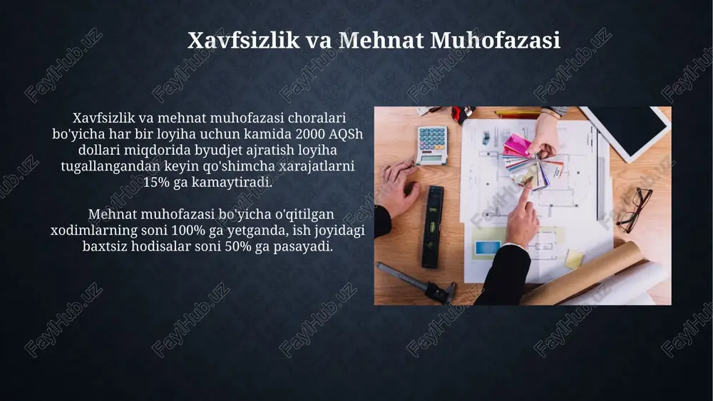 isobga olish lozim, bu esa 10-15% gacha xarajatlarni kamaytirishi mumkin. avtomatlashtirish va raqamli texnologiyalar bim (building information modeling) texnologiyalari, 3d modellashtirish va ma’lumotlar tahlili orqali, qurilish jarayonlarini optimallashtirish va xatolar sonini 30% ga qisqartirish imkonini beradi. sensorlar va iot (internet of things) texnologiyalaridan foydalanish, real vaqt rejimida qurilish maydonchasidagi parametrlarni kuzatib borish va xavfsizlikni 10% ga oshirishga yordam beradi. kelajakdagi tendentsiyalar va imkoniyatlar strip materializatsiyasi bo'yicha sun'iy intellekt asosidagi prognozlash tizimlari 5-10 yil ichida xarajatlarni 15% ga kamaytirish va resurslarni optimallashtirishga yordam beradi. "digital twin" texnologiyalari va bulutli hisoblash infratuzilmasi yordamida strip materializatsiyasining monitoringi va boshqaruvi ishlab chiqarishni 10-15% ga tezlashtiradi. sifat nazorati va baholash "sifat nazorati va baholash" jarayonida 5 dan ortiq muhim parametrlarni nazorat qilish, loyihaning sifatini 15% ga yaxshilashga yordam beradi va xarajatlarni 10% ga kamaytirishi mumkin. "sifat nazorati va baholash"da avtomatlashtirilgan tizimlardan foydalanish, ishlab chiqarish jarayonini 2 barobar tezlashtirib, xatoliklar sonini 70% ga kamaytirishi mumkin. e'tiboringiz …