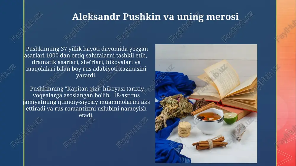 y gogolning satirasi gogol "myortvie dushi" romanida 400 dan ortiq qahramonlarni gavdalantirib, rus jamiyatining turli qatlamlarini, ularning axloqiy buzuqliklarini satirik usulda fosh qiladi. gogolning satirik asarlarida, masalan "revizor"da, 360 ga yaqin turli xil byurokratik amaldorlar va ularning ahmoqona harakatlari tasvirlangan. shoirlar va yozuvchilarning repressiya davri 1930-yillar davomida sovet davlatining repressiv siyosati tufayli 1000 dan ortiq rus shoiri va yozuvchisi hibsga olingan yoki otib tashlangan, bu esa milliy madaniyatga katta zarar yetkazgan. buyuk terror davrida adabiyotdagi “formalizm” kabi badiiy yoʻnalishlar repressiya qilingan, bu esa modernistik yozuvchilarning ijodini toʻxtatishga olib kelgan. fyodor dostoevskiyning psixologik realizmi uning asarlarida, ayniqsa "qarindoshlar"da, 7 ta asosiy qahramonning har biri o'ziga xos psixologik portretga ega bo'lib, murakkab inson tabiatini ko'rsatadi. dostoevskiyning romanlarida, masalan "jinoyat va jazoda", qahramonlarning ichki dunyosi 300 dan ortiq sahifalar bo'ylab batafsil tahlil qilinadi, bu psixologik realizmning chuqurligidan dalolat beradi. ivan turgenev va uning asarlari turgenevning "ovchining kundaligi" hikoyalar to'plami 25 ga yaqin qissa …