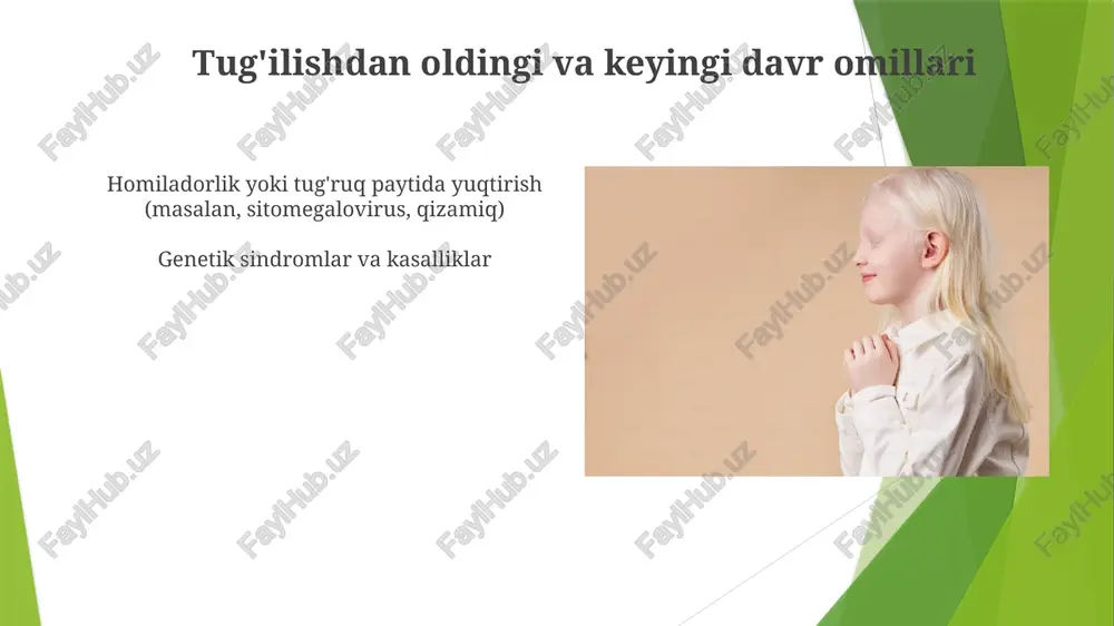laning tarixida muhim omil hisoblanadi. erta tug'ilganlik: erta tug'ilgan chaqaloqlar quloqlari rivojlanmaganligi sababli eshitish qobiliyatini yo'qotish xavfi yuqori. e'tiboringiz uchun rahmat @taqdimot_robot image1.jpg image2.jpg image3.jpg image4.jpg image5.jpg image6.jpg image7.jpg image8.jpg image9.jpg image10.jpg image11.jpg image12.jpg image13.jpg image14.jpg image15.jpg