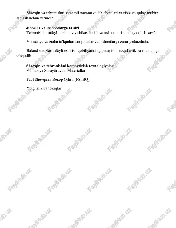 ng latin letters: 1. "shovqin va tebranishni nazorat qilish muhandisligi: tamoyillar va qo'llanmalar" lalit kishor tomonidan (2019) 2. "shovqin va tebranish asoslari" david a. bies va colin h
