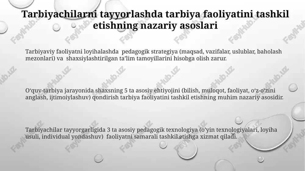 hamkorlikning kalitidir. ota-onalar bilan muntazam, kamida oyiga 2 marta uchrashuvlar o‘tkazish, o‘quvchilarning yutuqlari va muammolari bo‘yicha samarali muloqotni yo‘lga qo‘yish ta’lim muassasasi va oila o‘rtasidagi hamkorlikni mustahkamlaydi. xavfsizlik qoidalari va sog'lom turmush tarzini shakllantirish bolalar bog‘chasida xavfsizlik qoidalarini o‘rgatishda 5 yoshgacha bo‘lgan bolalar uchun 10 ta asosiy qoidani amaliy mashg‘ulotlar orqali o‘rgatish samaradorligini oshiradi. yoshga mos psixologik-pedagogik yondashuv orqali, 7-10 yoshdagi o‘quvchilarga xavfsizlik va sog‘lom turmush tarzi bo‘yicha bilim va ko‘nikmalarni 5 ta asosiy bosqichda singdirish mumkin. sog‘lom turmush tarzini shakllantirishda to‘g‘ri ovqatlanish, jismoniy faollik va yetarli uyqu kabi 3 ta asosiy omilni bolalarga tushuntirishda interfaol o‘yinlardan foydalanish muhim. bolalar bilan ishlashning innovatsion texnologiyalari sun'iy intellekt (ai) asosida ishlaydigan shaxsiylashtirilgan o'quv dasturlari, har bir bolaning individual ehtiyojlarini hisobga olgan holda, ta'lim jarayonini 25% samaraliroq qiladi va bolaning qobiliyatlarini aniqlashga yordam beradi. bolalar bilan ishlashda gamifikatsiya texnologiyalari, o'yinlashtirish orqali 30% ga yaqin o'quv natijalarini yaxshilashga yordam beradi va motivatsiyani oshiradi, buning …