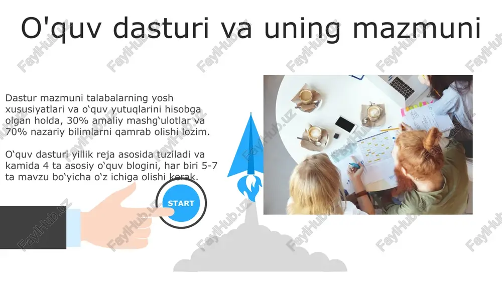 iga o'z uslubini baholash va takomillashtirish uchun kamida 2 ta o'z-o'zini baholash va 3 ta hamkasblar tomonidan baholash jarayonini kiritish kerak. o'z uslubini takomillashtirish uchun kamida 5 ta turli xil o'qitish metodlarini qo'llash va har birining samaradorligini 3 oy davomida kuzatish, natijalarga asoslangan holda eng mos uslubni tanlash kerak. 06 05 04 o'qituvchining o'zi uchun maqsadlar 01 02 o'qituvchi o'zining professional kompetentsiyasini 5 yil ichida kamida 2 ta malaka oshirish kursi va 1 ta sertifikatlashdan o'tish orqali rivojlantirishni maqsad qiladi. o'qituvchi o'quvchilarning akademik ko'rsatkichlarini yaxshilash uchun darslarga 10% ko'proq interfaol elementlarni qo'shish va o'quvchilarning 80% faol ishtirokini ta'minlashni maqsad qiladi. o'qituvchining shaxsiy rejasini tuzish shaxsiy reja, o'quv yilining boshi va oxirida o'quvchilarning bilim darajasini aniqlash uchun kamida 2 ta diagnostik test o'tkazish va natijalarni tahlil qilishni o'z ichiga olishi lozim. o'qituvchining shaxsiy rejasida 3 oylik muddatga o'quv dasturi bo'yicha 10 ta mavzu o'tilishi, har bir mavzuga 5-7 soat ajratilishi va …