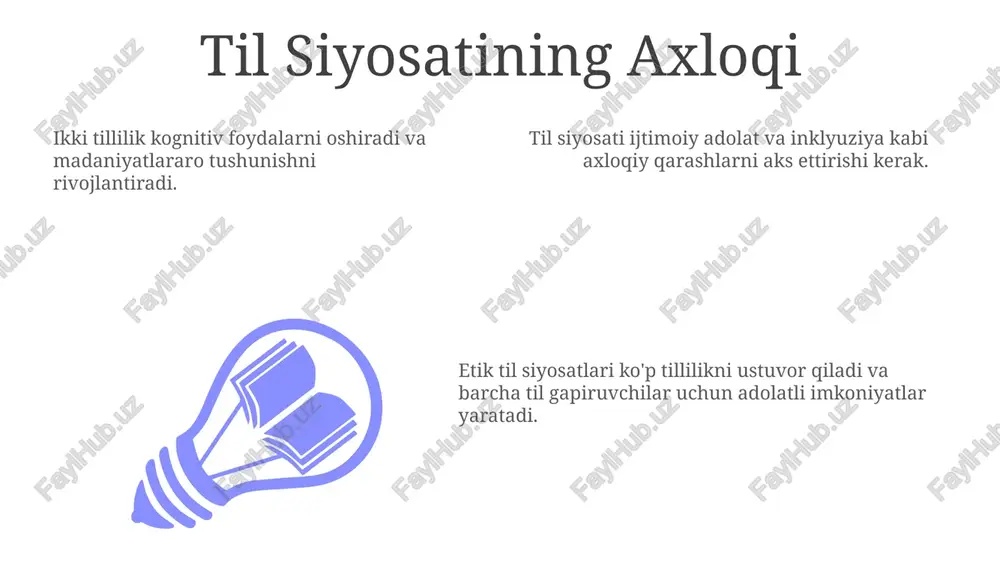 ki tilli falsafa tilning fikrlash, shaxsiyat va madaniy tushunishga qanday ta'sir qilishini o'rganadi. ikki tillilikning kognitiv jarayonlarga, ijtimoiy o'zaro ta'sirga va shaxsiy rivojlanishga ta'sirini o'rganadi. ikki tillilik ikki tilda erkin muloqot qilish qobiliyatidir. ikki tillilik va axloqiy fikrlash 01 02 03 ikki tilli shaxslar ko'proq hamdardlik va nuqtai nazarni qabul qilish qobiliyatiga ega bo'lishi mumkin, bu ularning axloqiy hukmlariga ta'sir qiladi. ikki tillilik kognitiv moslashuvchanlikni oshiradi, bu esa axloqiy fikrlashni yaxshilashga olib kelishi mumkin. ikki tilli falsafa til va madaniy fonning axloqiy tushunchalar va axloqiy ramkalarga ta'sirini o'rganadi. sales 1st qtr 2nd qtr 100 0 sales 1st qtr 2nd qtr 100 0 sales 1st qtr 2nd qtr 100 0 ikki tillilik va siyosiy falsafa ikki tillilik siyosat falsafasiga ta'sir qilishi mumkin, chunki u identifikatsiya, vakillik va boshqaruvda tilning roli haqidagi qarashlarni shakllantiradi. ikki tilli falsafa turli tillar va madaniyatlar bilan muloqot qilishdan kelib chiqadigan noyob falsafiy tushunchalar va qiyinchiliklarni o'rganadi. …