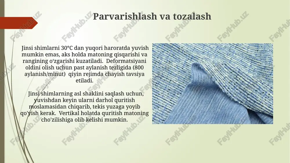 rtdan chetlanib, funksiyaning kamayishiga olib kelishi mumkin. jinsi shim kiyganlarning 70% dan ortig'i ularning chidamliligi va uzoq muddatli xizmat qilish muddatini ta'kidlaydilar, ammo 30% esa yuqori narxlarni va ba'zi modellarning noqulayligini aytib o'tadilar. kelajakdagi istiqbollar jinsi shimlar bozorida 2030-yilga kelib 50 milliard dollarlik hajmdagi o'sish prognozlari mavjud bo'lib, bu texnologiya va yangi materiallarni qo'llash bilan bog'liq. davomli rivojlanish kontekstida, ekologik toza paxtadan tayyorlangan va kam suv sarflaydigan texnologiyalar yordamida ishlab chiqarilgan jinsi shimlarga talab 15% ga oshishi kutilmoqda. jinsi shimlar tarixi dastlab, jinsi shimlar asosan kon qazuvchilar va fermerlar kabi og'ir jismoniy mehnat bilan shug'ullanuvchilar uchun mo'ljallangan bo'lib, ularning chidamliligi va amaliyligi bilan ajralib turardi. 1873-yilda levi strauss va jacob davis tomonidan ishlab chiqarilgan birinchi jinsi shimlar, denim matodan tikilgan va mis qadamlardan foydalanilgan mustahkam dizayni bilan mashhur bo'lgan. choʻntaklar va detallar jinsi shimlar choʻntagining dizayni va joylashuvi, masalan, egri choʻntaklar, katta hajmdagi choʻntaklar yoki qoʻshimcha choʻntaklar, turli xil modellarning …