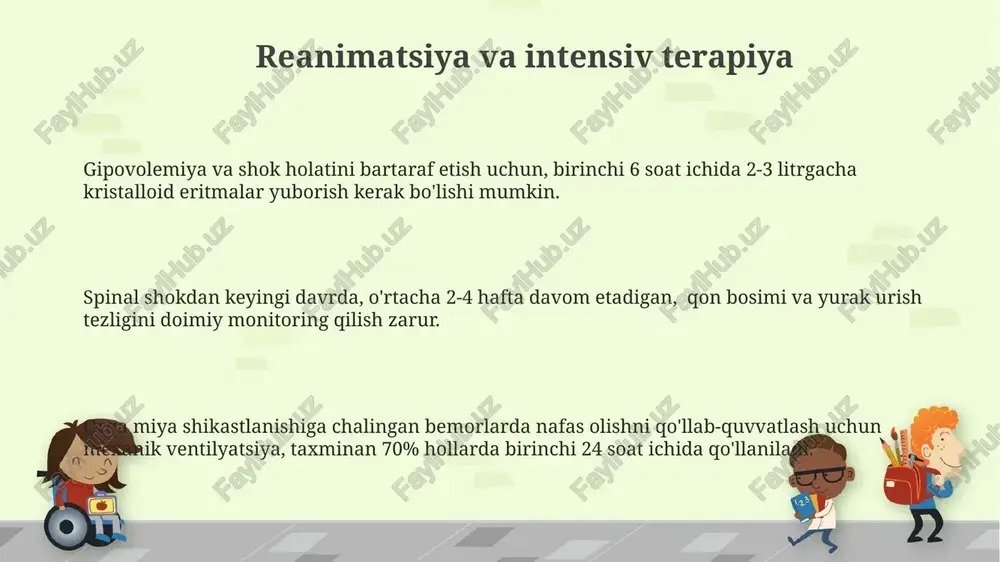 h imkoniyatlarini sezilarli darajada yaxshilaydi. intensiv fizioterapiya va ergoterapiya seanslari, haftasiga kamida 5 marta, og'riq darajasini 40% ga kamaytirib, umumiy hayot sifatini yaxshilaydi. ortopedik jarrohlik va reabilitatsiya dasturlari orqali harakatlanish qobiliyatini 30% ga yaxshilash mumkin, bu esa bemorlarning mustaqil hayot kechirish imkoniyatlarini oshiradi. orqa miya anatomiyasi orqa miya kulrang modda va oq moddadan tashkil topgan bo'lib, kulrang modda neyronlar tanasini, oq modda esa aksonlarni o'z ichiga oladi va bu ikki moddaning nisbati funktsiyalarni belgilaydi. orqa miya 31 juft segmentga bo'linadi, har biri o'ziga xos nerv ildizlari orqali tananing turli qismlariga nerv impulslarini yuboradi. orqa miyaning o'rtasida markaziy kanal joylashgan bo'lib, undan miya suyuqligi oqadi va bu miya va orqa miyaning himoya mexanizmining bir qismidir. ergonimiya va moslashuv umurtqa pogʻonasining shikastlanishiga uchragan bemorlar uchun moslashuvchan dasturlar, jismoniy mashqlarning 60% gacha qismini oʻz ichiga olib, tiklanish jarayonini tezlashtiradi. ergonomik jihozlar, masalan, maxsus stullar va yotqizgichlar, umurtqa pogʻonasiga bosimni 30% gacha kamaytirib, ogʻriqni …