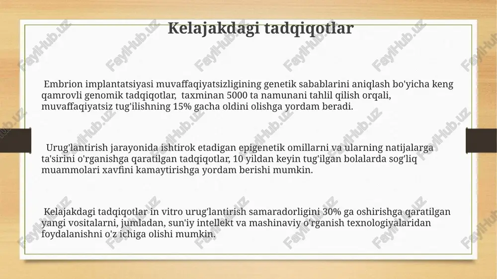 masiga kira oladi. urug'lanishning ahamiyati urug'lanish natijasida zigota hosil bo'ladi va bu hujayra hujayra bo'linishi (mitoz) orqali embrionning rivojlanishi va keyinchalik tug'ilishga olib keladi. insonlarda urug'lanishning muvaffaqiyatli natijasi taxminan 25% ehtimolga ega bo'lib, bu jarayonning murakkabligi va bir qancha omillarga bog'liqligidan dalolat beradi. urg'lanish jarayoni organizmning 46 ta xromosomani o'z ichiga olgan diploid hujayra hosil bo'lishini ta'minlaydi, bu esa yangi organizmning genetik xususiyatlarini aniqlaydi. zigota hosil bo'lishi odatda, urug‘lanish fallopiy naychasida sodir bo‘ladi va natijada diploid (2n) xromosomali zigota hosil bo‘ladi, bu insonning genetik kodi asosini tashkil qiladi. zigota hosil bo‘lish jarayoni sperma hujayrasi va tuxum hujayrasi membranalarining birlashishi natijasida sodir bo‘lib, taxminan 12-24 soat davom etadi va genetik materiallarining birlashishi bilan yakunlanadi. zigota hosil bo‘lgandan so‘ng, u tez sur’atda mitoz bo‘linish jarayonini boshlaydi, taxminan 36 soat ichida ikki hujayrali blastomerga bo‘linadi va keyinchalik embrionga aylanadi. urug'lanishning turlari o'simliklarda changlanishning ikki turi: shamol orqali va hasharotlar orqali, urug'lanish jarayoniga ta'sir …