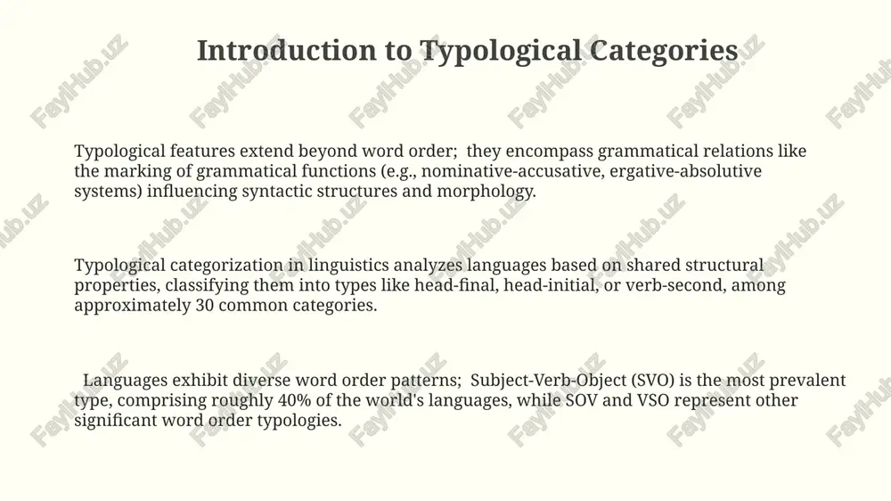 ly distinguish 2 core arguments, while others may distinguish 4 or more, reflecting diverse syntactic structures. part-of-speech categorization the boundaries between parts of speech can be blurry, leading to debates about the classification of certain words. for example, words like "after" can function as both prepositions and subordinating conjunctions, depending on their syntactic role in a sentence. computational linguistics utilizes statistical methods and machine learning algorithms to automatically identify and tag parts of speech within large text corpora, with accuracy rates exceeding 95% in many cases, proving a valuable tool in natural language processing (nlp). part-of-speech categorization isn't static; languages vary in the number of categories they recognize. while english might have 8 major parts of speech (nouns, verbs, etc.), some languages have significantly more or fewer, reflecting differing grammatical structures. morphological typology morphological typology classifies languages based on the number of morphemes per word, ranging from isolating languages (one …