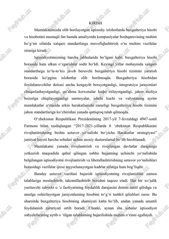 lari turlichadir. o‘zbekistonda amalga oshirilayotgan bu boradagi ulkan islohotlar kelajakda professional buxgalter, auditor va boshqa iqtisodiy kasblami egallashga intilayotgan, qiziquvchan, fidoiy, pragmatik hamda zukko talabalar uchun zamonaviy talablarga javob bera oladigan darslik yaratish lozim. ushbu darslik oliy ta’limning iqtisodiyot yo‘nalishidagi bakalavriat, magistratura talabalari, tegishli ixtisoslik kollejlari o‘quvchiiari hamda shu sohaga qiziquvchilar uchun mo‘ljallangan. i.asosiy qisim 1.1 . tovar moddiy zahiralar hisobi mahsulot ishlab chiqarish, tovarlami sotish, ishlami bajarish va xizmatlar ko‘rsatish jarayonining xarakteri va xususiyatlariga bog‘liq holda tovar-moddiy zaxiralar hisobi uzluksiz (doimiy) yoki davriy hisobga olish tizimlaridan biri bo‘yicha amalga oshirilishi mumkin[footnoteref:1]. [1: ortiqov a. va boshqalar. o ‘zbekiston r espublikasi buxgalteriya hisobining milliy standartlariga sharhlar to 'plami. tahrirlangan.: n orm a. 2022. 252-b.] tovar-moddiy zaxiralami uzluksiz (doimiy) hisobga olish. tovarmoddiy zaxiralami uzluksiz hisobga olish tizimidan foydalanilganda tovar-moddiy zaxiralami hisobga olish schyotlarida ulaming kelib tushishi va chiqib ketishi bo‘yicha operatsiyalar batafsil aks ettirib boriladi. natijada butun hisobot davri mobaynida quyidagilar …