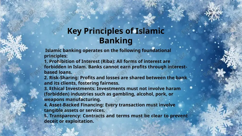 d sells it to the client at a profit. takaful (islamic insurance): a cooperative system where participants contribute funds into a pool to guarantee mutual protection. how do islamic banks earn profit without interest? sukuk (islamic obligation) is an islamic alternative to traditional bonds that earns profit not through interest but through ownership of assets and income from them. sukuk holders do not buy bonds but rather a share of the assets. example: a bank or company issues a sukuk to purchase a building. investors purchase the sukuk and are registered as owners of the building. the bank leases the building and the rental income is divided among the investors. at the end of the sukuk term, the asset is sold and the investors get their shares back. difference: in conventional bonds, the income is based on interest. in sukuk, the income is distributed based on the income from the …