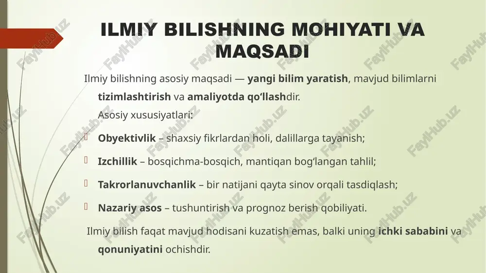 bilish metodologiyasini zamonaviy yo‘nalishlar — sun’iy intellekt, biotexnologiya, energetika sohalariga qo‘llamoqda. “ilmiy metodologiya — haqiqat sari yo‘l ko‘rsatuvchi aql mayog‘idir.” /docprops/thumbnail.jpeg