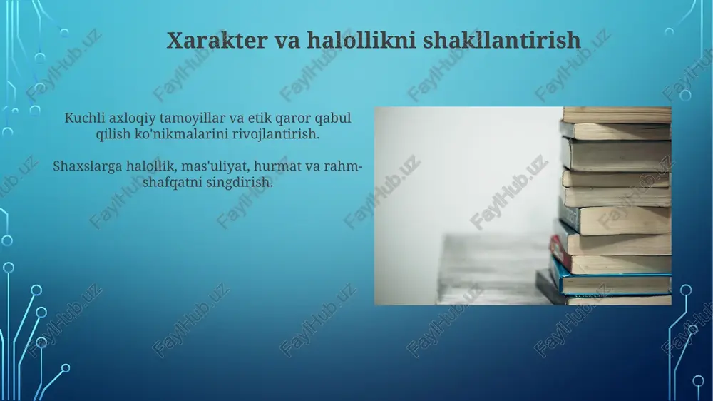 t tuyg'usini rivojlantirish. boshqalarning his-tuyg'ularini tushunish va ularni baham ko'rish. xulosa va keyingi qadamlar mas'uliyatli fuqarolarni tarbiyalashda axloq va etik tarbiya muhim ahamiyatga ega. turli kontekstlarda axloqiy va etik tushunchalarni rivojlantirishning samarali usullari bo'yicha qo'shimcha tadqiqotlar o'tkazish kerak. e'tiboringiz uchun rahmat @taqdimot_robot image3.jpg image4.jpg image5.jpg image6.jpg image7.jpg image8.jpg image9.jpg image10.jpg image11.jpg image12.jpg image13.jpg image14.jpg image15.jpg image16.jpg image17.jpg image18.jpg image19.jpg image2.png