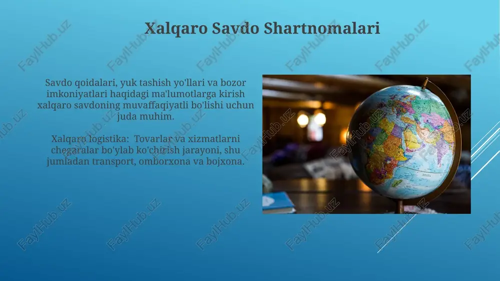 ro logistika sohasidagi yangi yo'nalishlar raqamli transformatsiya: samaradorlik va ko'rinishni oshirish uchun avtomatlashtirish, sun'iy intellekt va ma'lumotlar tahlilidan ko'proq foydalanish. barqaror logistika: atrofdagi muhitga ta'sirni va uglerod izini kamaytirishga tobora ko'proq e'tibor qaratish. e'tiboringiz uchun rahmat @taqdimot_robot image1.jpg image2.jpg image3.jpg image4.jpg image5.jpg image6.jpg image7.jpg image8.jpg image9.jpg image10.jpg image11.jpg image12.jpg image13.jpg image14.jpg image15.jpg image16.jpg image17.jpg