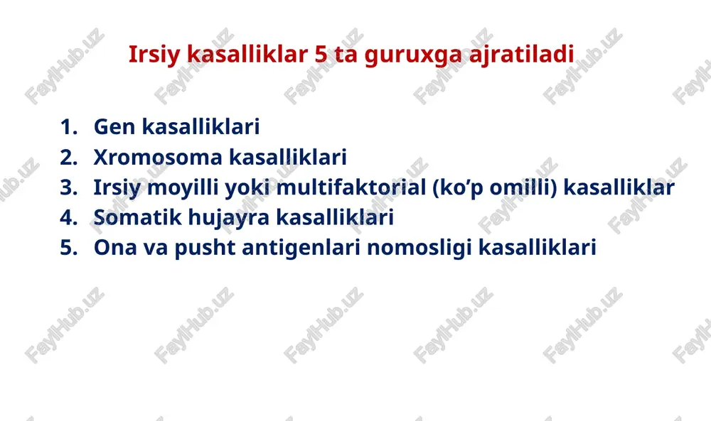 m bo’yinning va bo’yning pastligi jinsiy rivojlanishda orta qolish bo’yinning orqa tarafiga soch o’sishi quloqlarning deformatsiyasi x tipdagi oyoqlarning bo’lishi mushuk chinqirig’i sindromi mushuk sindromi kasalligi beshinchi xromosomaning mutatsiyasi sabab kelib chiqadi. kasallik 45 mingta boladan 1 tasida uchraydi. bosh suyagining tuzilishidagi o’zgarishlar, rivojlanishning kechikishi sabab xarakterli yig’lash kuzatiladi. kasallik irsiylanish xarakteriga ega bo’ladi. belgilari: chiqarilgan tovushlar miyovlashga o’xshaydi bu tovush bir yoshga kelib yo’qoladi bosh suyagi deformatsiyasi, pastki jag’ining kam rivojlanganligi ko’zlarning joylashish shaklining o’zgarishi vaznning kamayishi, aqliy zaiflik wolf- hirschhorn sindromi shuningdek pitt sindromi deb ham ataladi. bu turli xil jismoniy va psixologik alomatlarni keltirib chiqaradi. 4-juft xromosomaning kichik yelkasida ayrim genlarning bo’lmasligi tufayli o’g’il va qizlarda uchraydi. belgilari : burun ko’prigi tekis va juda keng, peshonasi baland og’zi va burun o’rtasidagi farq juda qisqa. ko’zlari odatda sezilarli darajada katta. og’iz burchaklari “teskari tabassum” ni hosil qilgan. o’sishning kechikishi , asab sistemasining anormal rivojlanishi nutqning rivojlanishidagi amchiliklar gen …