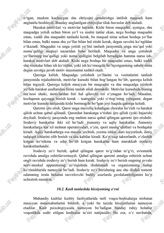 chi signallar tizimining roli juda kattadir. ana shu sababdan bo‘lsa kerak akademik i.p. pavlov ikkinchi signallar tizimiga baho berib, bu signallar tizimi insonlar xulq-atvori va ixtiyoriy harakatlarining yuksak boshqaruvchisidir», – degan edi. shuni ham aytish kerakki, iroda ikkinchi signallar tizimi birinchi signallar tizimiga asoslangan holda ishlaydi. agar ikkinchi signallar tizimi o‘z faoliyatida birinchi signallar tizimiga asoslanmasa, odamning aks ettirish jarayoni ma’lum bir tizimli, ma’noli bo‘lmaydi. ikkinchi signallar tizimi birinchi signallar tizimiga asoslanishi bilan birga uning faoliyatini boshqarib, nazorat qilib turadi. demak, irodaviy, ixtiyoriy harakatlarda ikkinchi signallar tizimi bilan birga birinchi signallar tizimi ham ishtirok etadi. irodaviy ixtiyoriy harakatlarni amalga oshirishda nerv tizimining umumiy normal holati ham juda katta ahamiyatga egadir. masalan, uzoq davom etadigan qattiq kasallikdan so‘ng nerv tizimi nihoyatda madorsizlanib, odamning irodasi bo‘shashib ketadi. odam biror ishdan qattiq charchagan paytda ham nerv tizimi zaiflashib, irodasi bo‘shashib ketadi. ana shuning uchun irodaning mustahkamligini ta’minlash maqsadida odam vaqti-vaqti bilan dam olib …