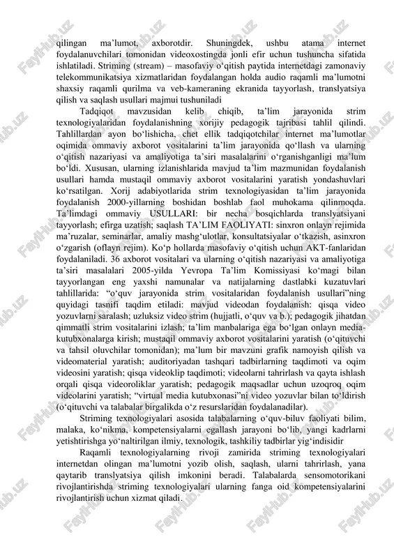 ida ham geymifikatsiyadan unumli foydalanish mumkin. masalan, talabalar tasavvur qilinadigan “xodimlar”ni boshqarish, jamoada munosabatlarni o‘rnatish, mehnat samaradorligini oshirish – bularning barchasi geymlar asosida o‘tkazilsa, samarasi yuqori bo‘ladi. didaktik o‘yin – bu talabalarning motivatsiyasini oshirish usullaridan biridir. yangi mutaxassislarni yollash ham o‘yin sifatida amalga oshirilishi mumkin. masalan, “yangi boshlovchi” har xil geym darajalaridan o‘tadi, u kompaniya bilan tanishadi, intervyularga javob beradi, testlarni yechadi. agar u eng yuqori darajadagi geymga yetsa, unda g‘alaba qozonish ehtimoli katta bo‘ladi. mijozlarni saytda uzoqroq saqlash uchun ular qo‘shimcha faoliyat tamoyillaridan foydalanadilar. masalan, 40 kredit tashkilotining veb-saytida foizlar, badallar va to‘lov shartlarini hisoblash uchun kalkulyator joylashtirilgan. sohamizga oid amaliy bilimlarni “sike.ru” sayti orqali bilib olishingiz mumkin. ushbu saytda konchilik va geologiyaga oid geymifikatsiyalar o’rin olgan. geymifikatsiyani sohamizga tadbiq etib ko’ramiz. sohaga doir asbob- uskuna, qurilma, texnologiyalar sun’iy ravishda hosil qilinadi. ekrandagi protseslarni sichqoncha va klaviatura yoki shunga o’xshash boshqarish qurilmalari orqali harakatga keltiriladi. ma’lum bir protseslar amalga …