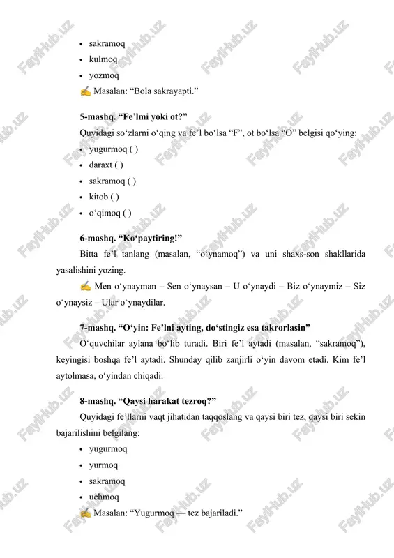 boshlang‘ich sinf uchun fe’lga oid mashqlar - Page 3
