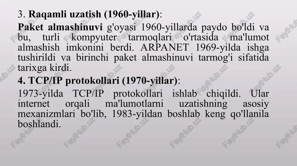 shakllantirishda muhim rol o'ynadi. http (hypertext transfer protocol(gipermatnni uzatish protokoli)) va https (hypertext transfer protocol secure(xavfsiz gipermatnni uzatish protokoli)) protokollari veb sahifalar va internet orqali ma'lumotlarni uzatish uchun asosiy aloqa protokollaridir. quyida ularning yaratilish tarixi va vazifalari haqida ma'lumot keltirilgan: 1990-yillar boshida: tim berners-lee, w3c (world wide web consortium) asoschisi, 1989 yilda world wide web (www) g'oyasini ishlab chiqa boshladi. bu loyiha doirasida u birinchi veb brauzer va serverni yaratdi. 1991-yil: birinchi http protokoli ishlab chiqildi. http asosan html (hypertext markup language(gipermatnni belgilash tili)) formatida yaratilgan hujjatlarni veb serverlar va brauzerlar o'rtasida uzatish uchun mo'ljallangan https: https 1994-yilda netscape communications corporation tomonidan ishlab chiqilgan. u http protokoliga ssl (secure sockets layer(xavfsiz rozetkalar qatlami)) va keyinchalik tls (transport layer security (transport qatlami xavfsizligi)) xavfsizlik protokollarini qo'shish orqali ma'lumotlarni shifrlash imkoniyatini taqdim etdi. ma'lumotlarni uzatish: http va https protokollari veb serverlar va brauzerlar o'rtasida ma'lumotlarni uzatish uchun ishlatiladi. http, asosan, oddiy matnli …