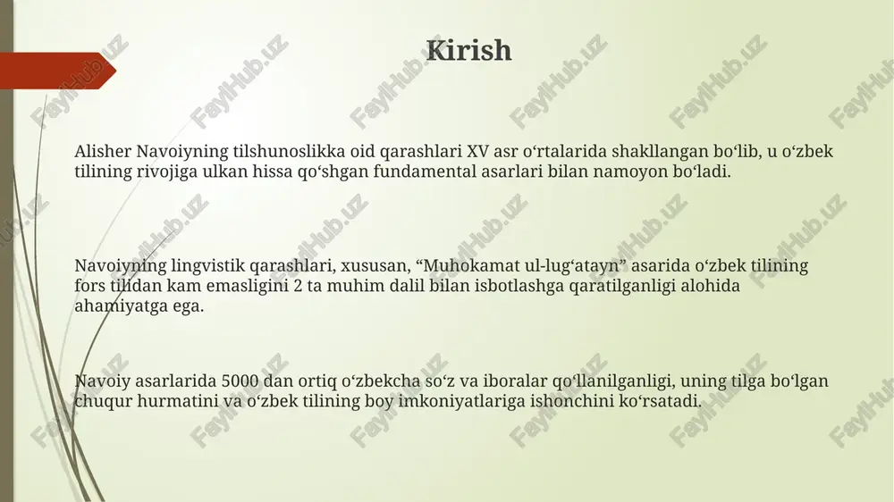 rsatuvchi eng muhim dalildir desak mubolag’a bo’lmaydi. navoiyning tilga oid merosi “lison ut-tayr” kabi asarlarida 6000 dan ziyod soʻz boyligi bilan namoyon bo’lib, kelajak avlod uchun muhim ahamiyat kasb etadi. e'tiboringiz uchun rahmat image1.png