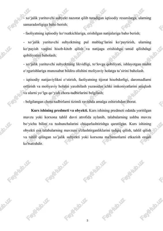 mazmuni va muhim vazifalari. operatsion faoliyat – xo`jalik yurituvchi subyektning asosiy daromad olib keluvchi faoliyat turidir. operatsion faoliyat tahlilida xo`jalik yurituvchi subyekt asosiy faoliyatining muhim obyektlari: mehnat vositalari, predmetlari va mehnat resurlarining ta`minoti, ishlab chiqarish, sotish va natijaga ega bo`lishdagi kompleks tizim o`rganiladi. mehnat vositalari va ulardan samarali foydalanishni tahlili. asosiy faoliyatda foydalaniladigan mehnat vositalariga asosiy vositalar, nomoddiy aktivlar kiritiladi. ularning odatda aktiv va passiv turlari tarkiblanadi. aktiv asosiy vositalar bu ishlab chiqarish jarayonida bevosita qatnashuvchi mehnat vositalaridir. passiv asosiy vositalar ishlab chiqarish jarayoniga muhim sharoit ta`minlab beruvchi mehnat vositalaridir. asosiy vositalar va nomoddiy aktivlarni tahlil etishda ularning tarkibi, harakati, holati, samaradorligi, rentabelligi va dinamik o`zgarishlariga muhim ahamiyat qaratiladi. asosiy vositalar tarkibiga quyidagi mezonlarga bir vaqtning o`zida javob beradigan moddiy aktivlar kiritiladi: a) bir yildan ortiq xizmat qilish muddati; b) bir birlik (to`plam) uchun qiymati o`zbekiston respublikasida (xarid paytida) belgilangan eng kam oylik ish haqi miqdorining ellik baravaridan ortiq bo`lgan …