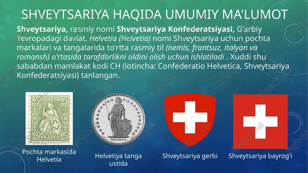 libos milliy liboslar har qanday mamlakat madaniyati va tarixining muhim va muhim qismidir. shveytsariya ham bundan mustasno emas. deyarli har bir qishloq aholisi o'zlarining "formasi" ning o'ziga xos xususiyatlari bilan faxrlanadilar. nafaqat keksalar, balki folklor jamoalarida faol ishtirok etayotgan yoshlar ham milliy libos kiyishdan tortinmaydilar. sanoat sanoatda, qoida tariqasida, jahon bozoridagi raqobatga muvaffaqiyatli bardosh beradigan va unda etakchi o'rinlarni egallagan yirik transmilliy birlashmalar ustunlik qiladi: tashvishlar: nestlé (oziq-ovqat mahsulotlari, farmatsevtika va kosmetika, bolalar ovqatlari) (vevey), novartis va hoffmann-la-roche (kimyo va farmatsevtika mahsulotlari) (bazel), alusuisse (alyuminiy), shvetsiya-shveytsariya konserni abb - " asea braun boveri " (elektrotexnika va turbinalar ishlab chiqarish) (syurix). 13 sanoat shveytsariya ko'pincha jahon soatsozlik sanoati bilan bog'liq. qadimgi an'analar va yuqori darajadagi texnik tajribaga tayangan holda, u eng nufuzli brendlardan soatlar va zargarlik buyumlarini ishlab chiqaradi: rolex, chopard, breguet, vacheron constantin va boshqalar. qazib olish sanoati shveytsariyada mineral resurslar deyarli yo'q. tosh tuzi va qurilish materiallari sanoat ahamiyatiga …